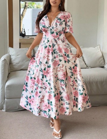 Rochie lunga SHEIN CURVE, floral print