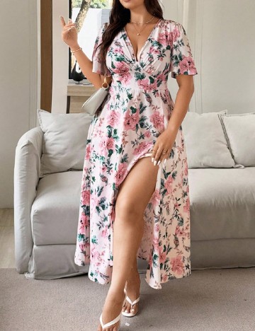 Rochie lunga SHEIN CURVE, floral print