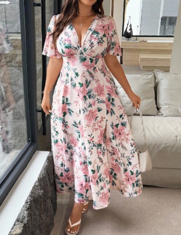 Rochie lunga SHEIN CURVE, floral print