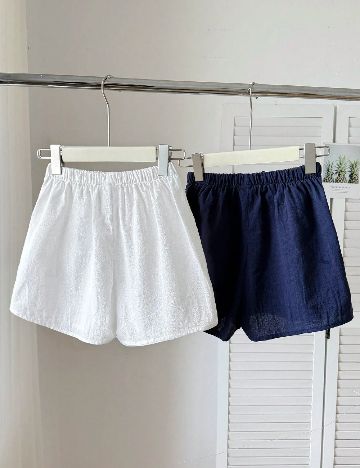 Set Pantaloni scurti 2 perechi Shein Kids, alb/bleumarin