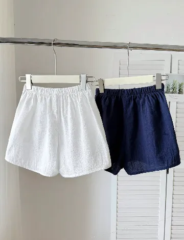 Set Pantaloni scurti 2 perechi Shein Kids, alb/bleumarin