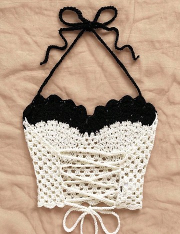 Top SHEIN, alb/negru