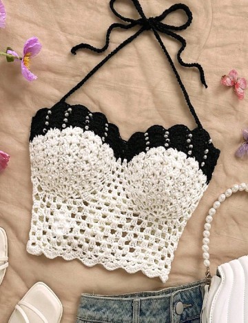 Top SHEIN, alb/negru