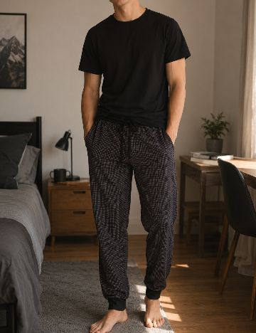 Pantaloni de pijama Tezenis, negru
