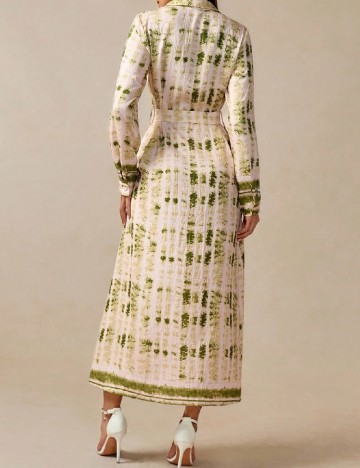 Rochie lunga SHEIN, crem/verde