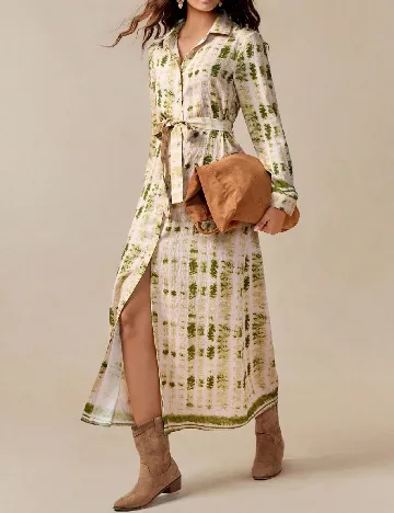 Rochie lunga SHEIN, crem/verde
