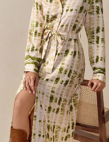 Rochie lunga SHEIN, crem/verde