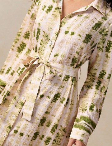 Rochie lunga SHEIN, crem/verde