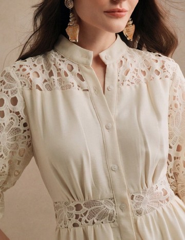 Rochie lunga Anewsta, ecru