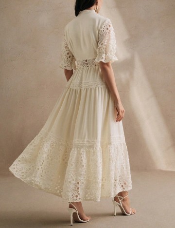 Rochie lunga Anewsta, ecru