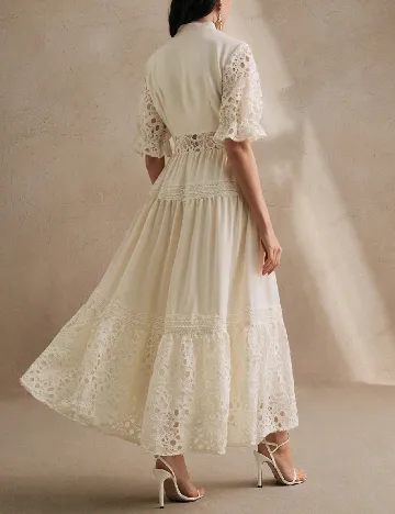 Rochie lunga Anewsta, ecru