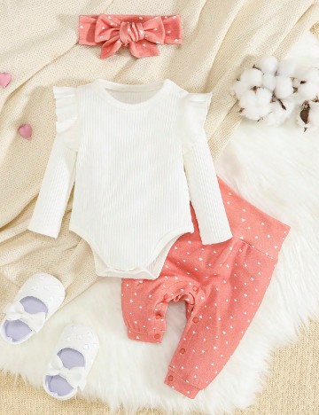 Compleu Shein Kids, alb/roz