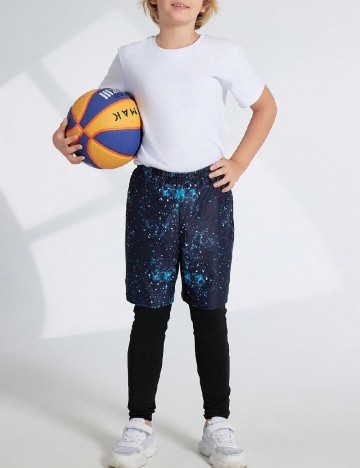 Pantaloni Shein Kids, negru/bleumarin