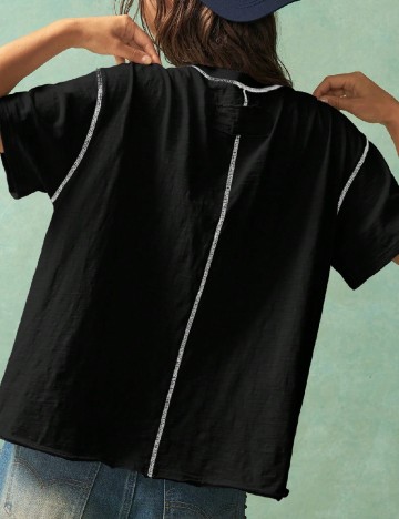 Tricou SHEIN, negru/alb