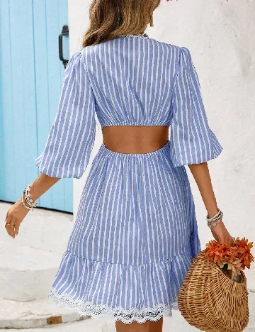 Rochie scurta SHEIN, albastru/alb