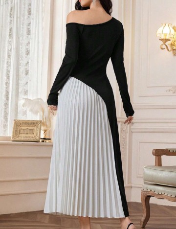 Rochie lunga SHEIN, alb/negru