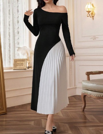 Rochie lunga SHEIN, alb/negru