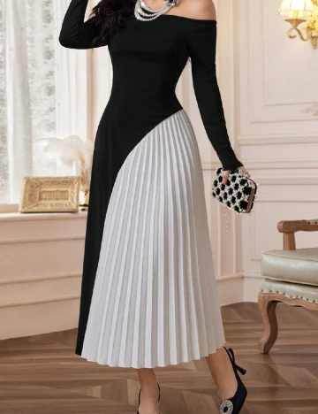 Rochie lunga SHEIN, alb/negru