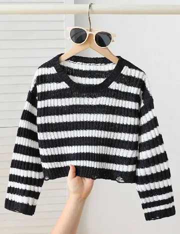 Bluza Shein Kids, alb/negru