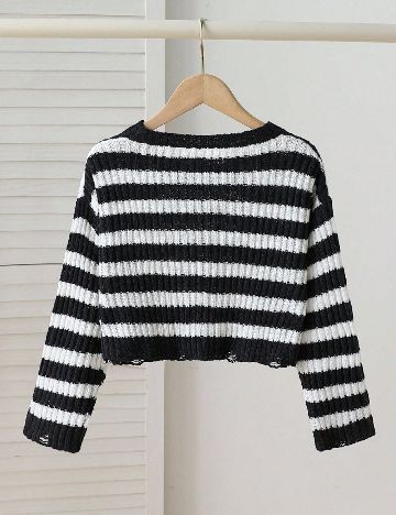 Bluza Shein Kids, alb/negru