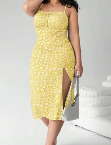 Rochie medie SHEIN CURVE, galben