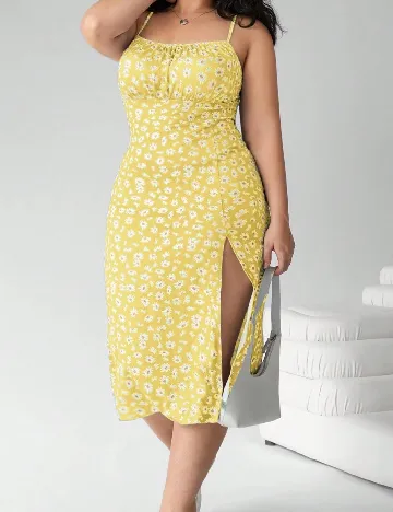 Rochie medie SHEIN CURVE, galben