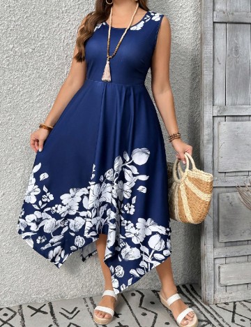 Rochie medie SHEIN CURVE, albastru