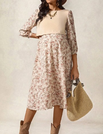 Rochie lunga SHEIN Maternity, floral print