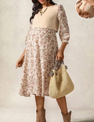 Rochie lunga SHEIN Maternity, floral print