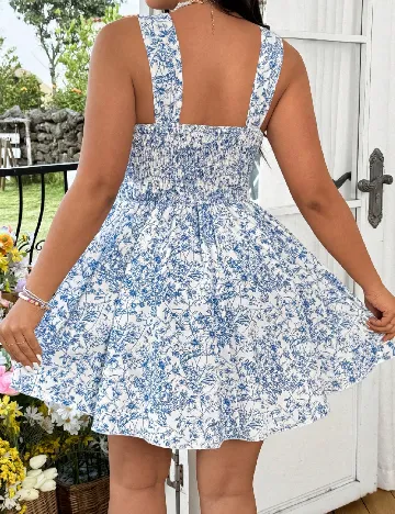 Rochie scurta SHEIN CURVE, alb/albastru