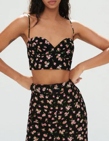 Top Zara, negru floral