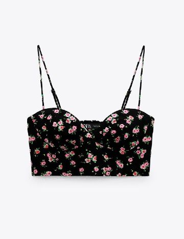 Top Zara, negru floral