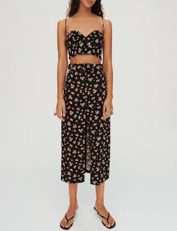 Top Zara, negru floral
