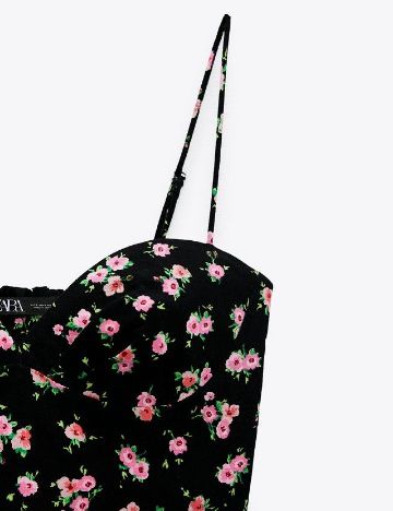 Top Zara, negru floral