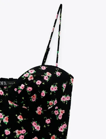 Top Zara, negru floral