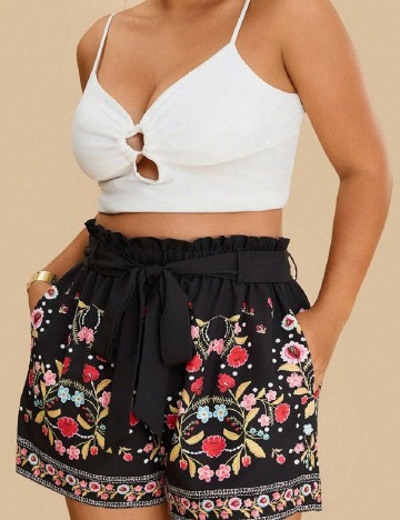 Pantaloni scurti SHEIN CURVE, negru