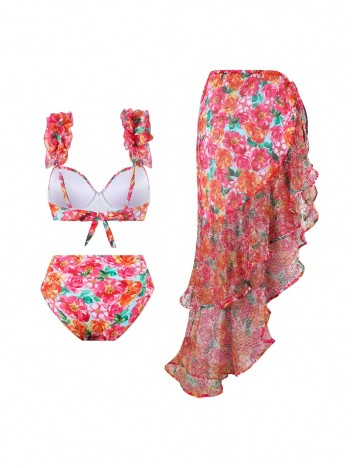 Costum de baie SHEIN, floral print