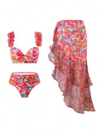 Costum de baie SHEIN, floral print