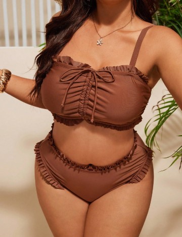 Costum de baie SHEIN CURVE, maro