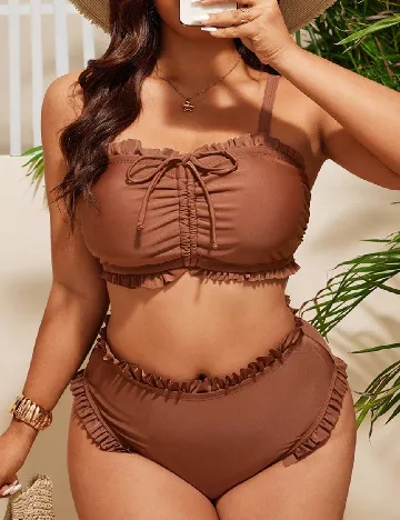 Costum de baie SHEIN CURVE, maro