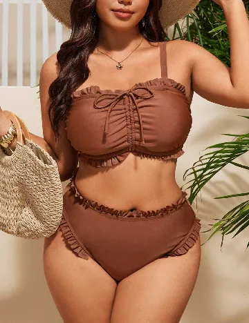 Costum de baie SHEIN CURVE, maro