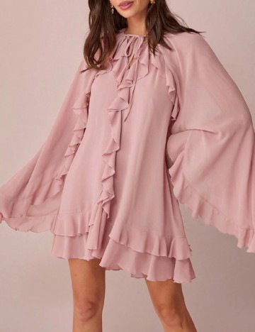 Rochie scurta SHEIN, roz pudra inchis