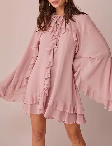 Rochie scurta SHEIN, roz pudra inchis