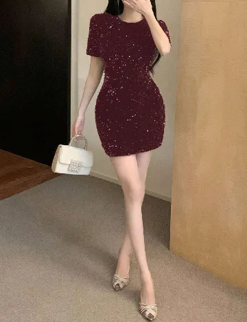 Rochie scurta Dazy, visiniu