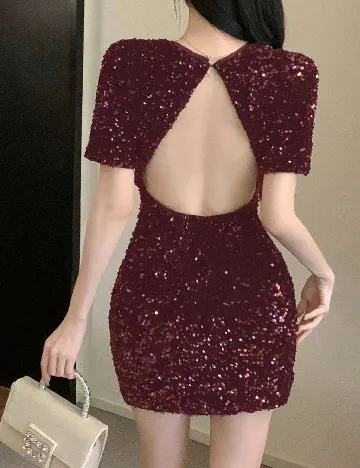 Rochie scurta Dazy, visiniu