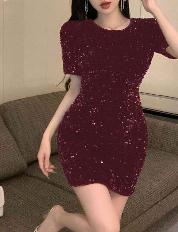 Rochie scurta Dazy, visiniu