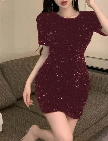Rochie scurta Dazy, visiniu