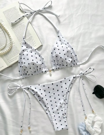 Costum de baie SHEIN, alb/negru