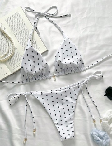 Costum de baie SHEIN, alb/negru