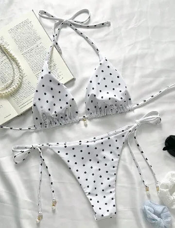 Costum de baie SHEIN, alb/negru